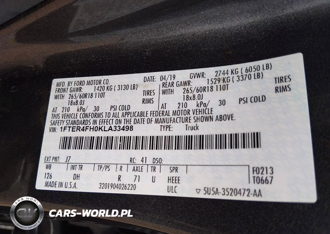 2019 Ford Ranger Lariat VIN:1FTER4FH0KLA33498 - 9