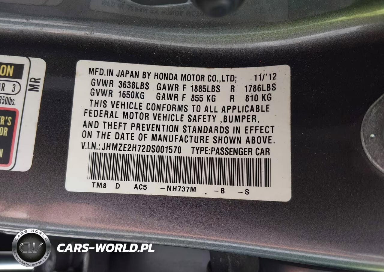 2013 Honda Insight Ex VIN:JHMZE2H72DS001570 - 9