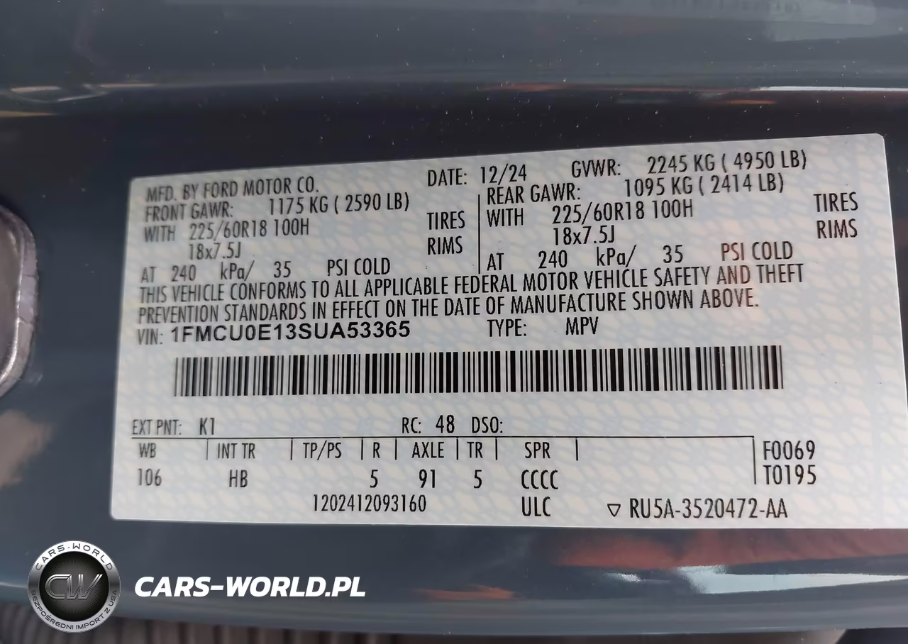 2025 Ford Escape Phev VIN:1FMCU0E13SUA53365 - 9