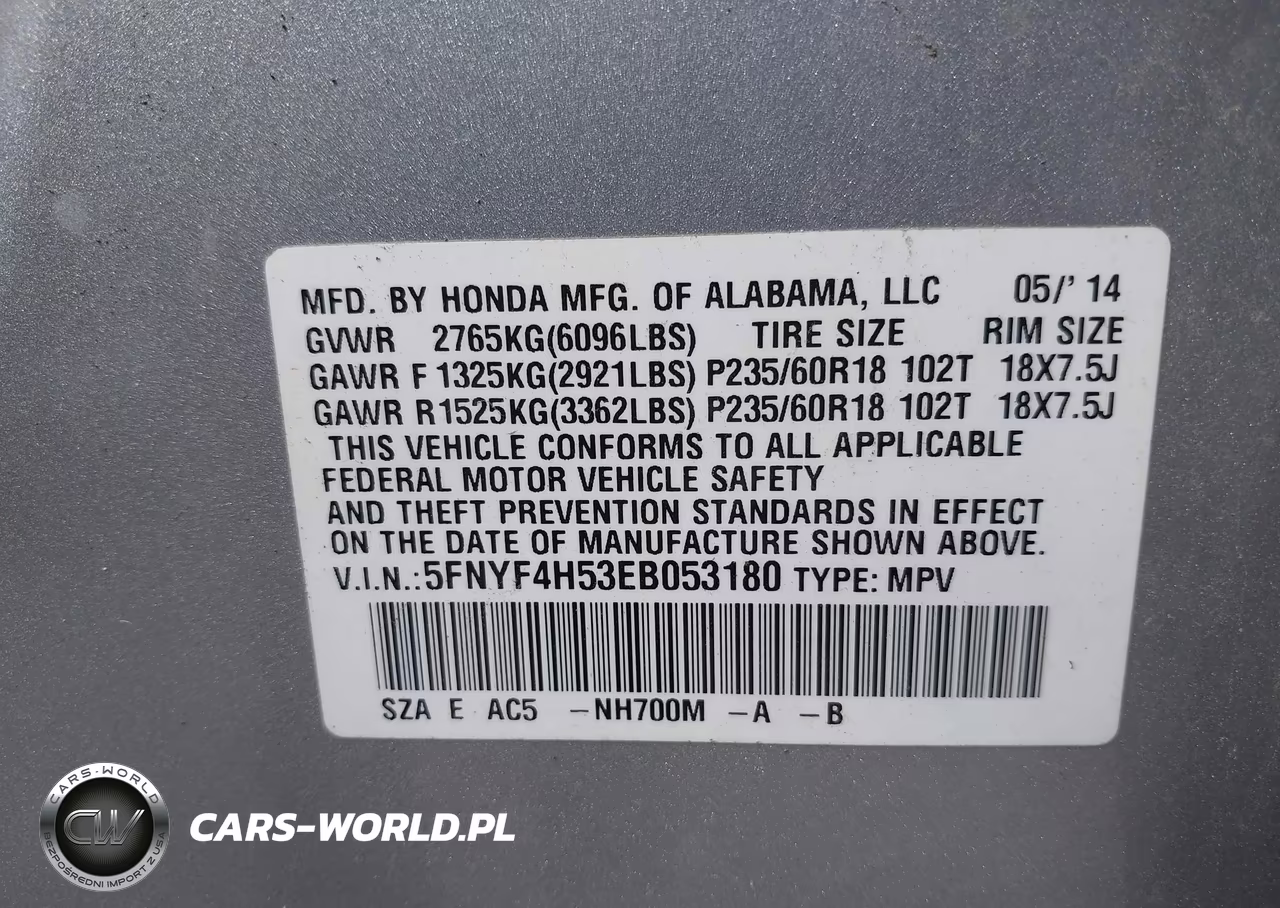 2014 Honda Pilot Ex-L VIN:5FNYF4H53EB053180 - 9