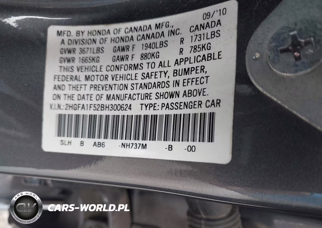 2011 Honda Civic Lx VIN:2HGFA1F52BH300624 - 9