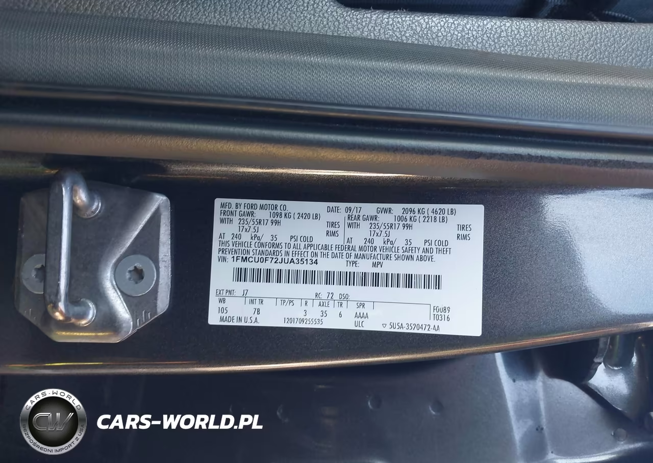 2018 Ford Escape S VIN:1FMCU0F72JUA35134 - 9