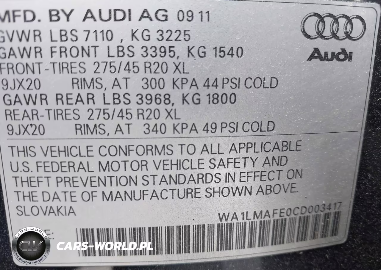 2012 Audi Q7 3.0 Tdi Premium VIN:WA1LMAFE0CD003417 - 9