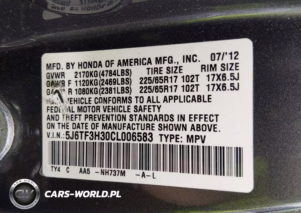 2012 Honda Crosstour 2.4 Ex VIN:5J6TF3H30CL006583 - 9