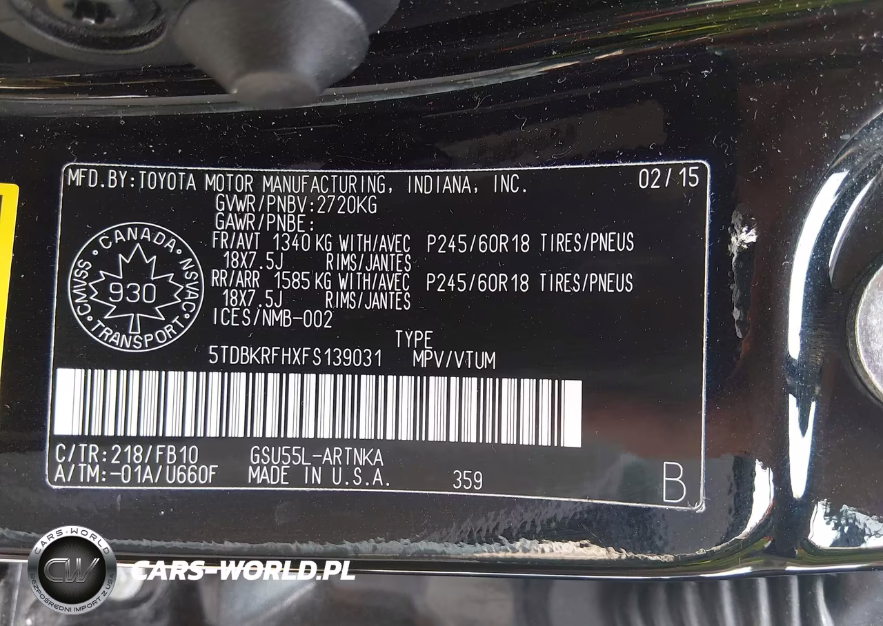 2015 Toyota Highlander Le VIN:5TDBKRFHXFS139031 - 9