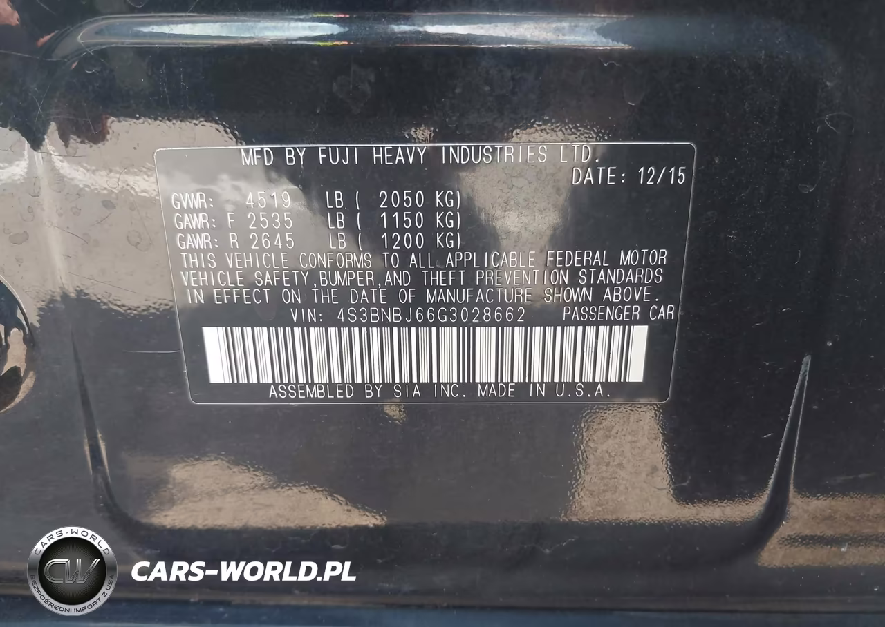2016 Subaru Legacy 2.5I Limited VIN:4S3BNBJ66G3028662 - 9