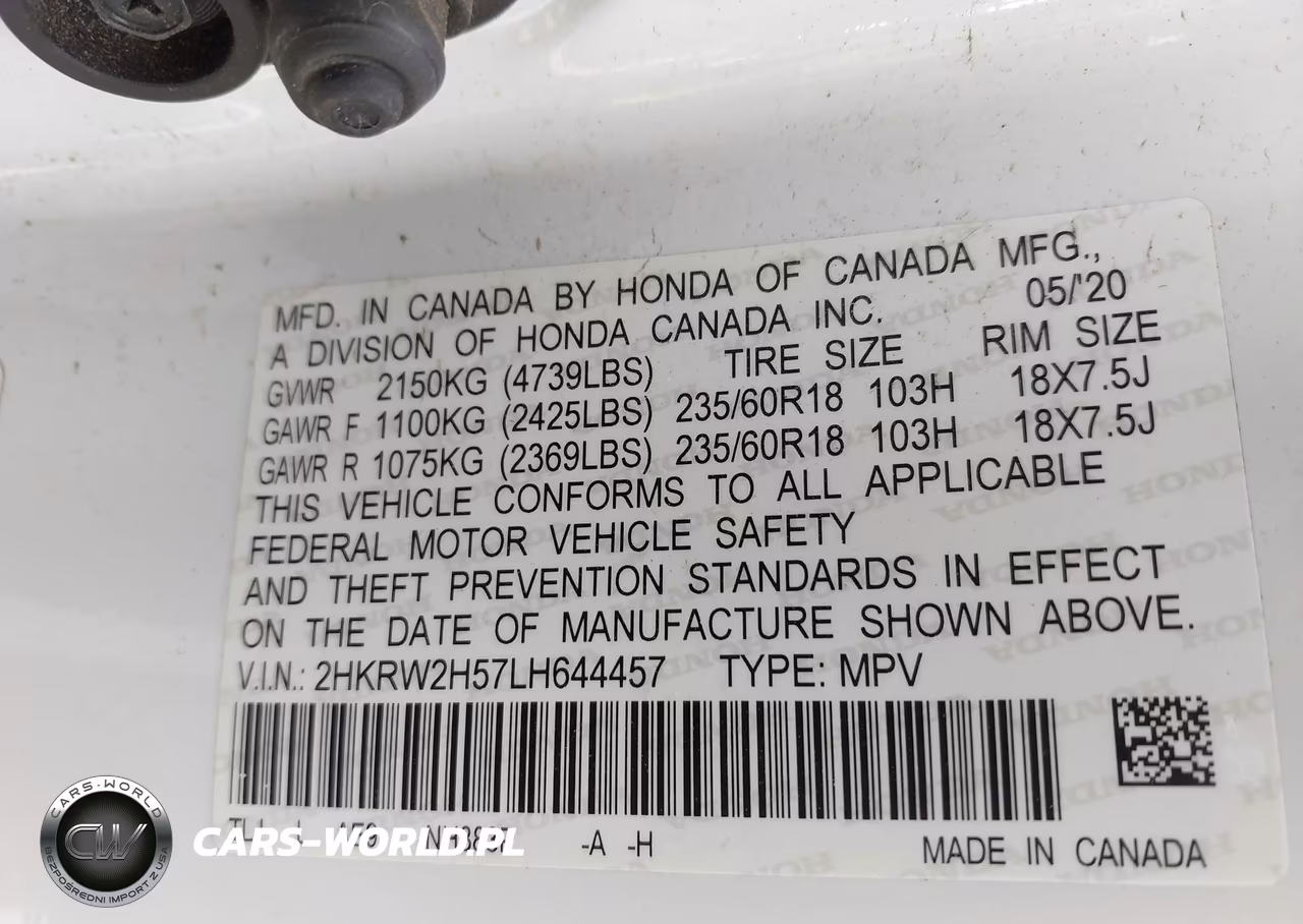 2020 Honda Cr-V Awd Ex VIN:2HKRW2H57LH644457 - 9