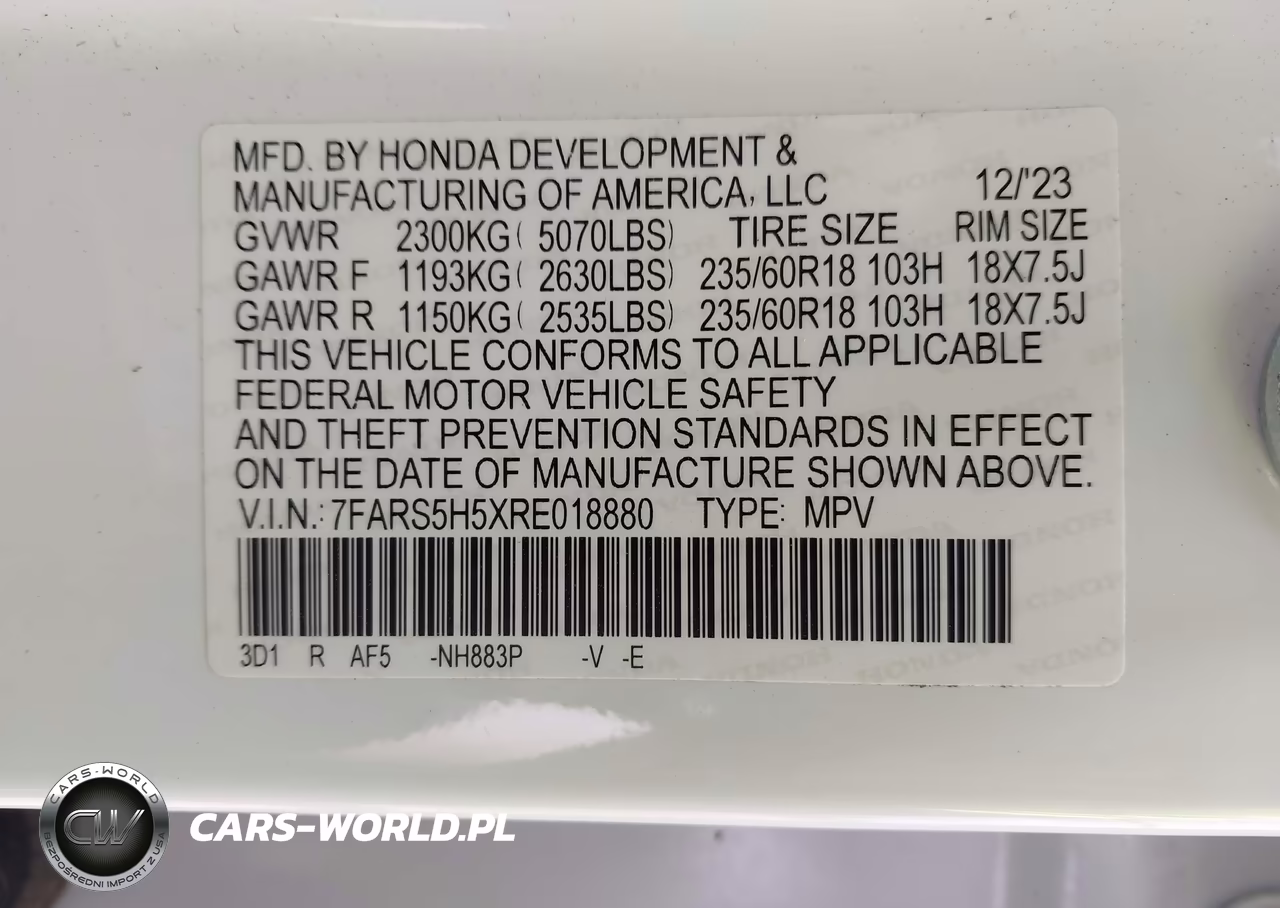 2024 Honda Cr-V Hybrid Sport VIN:7FARS5H5XRE018880 - 9