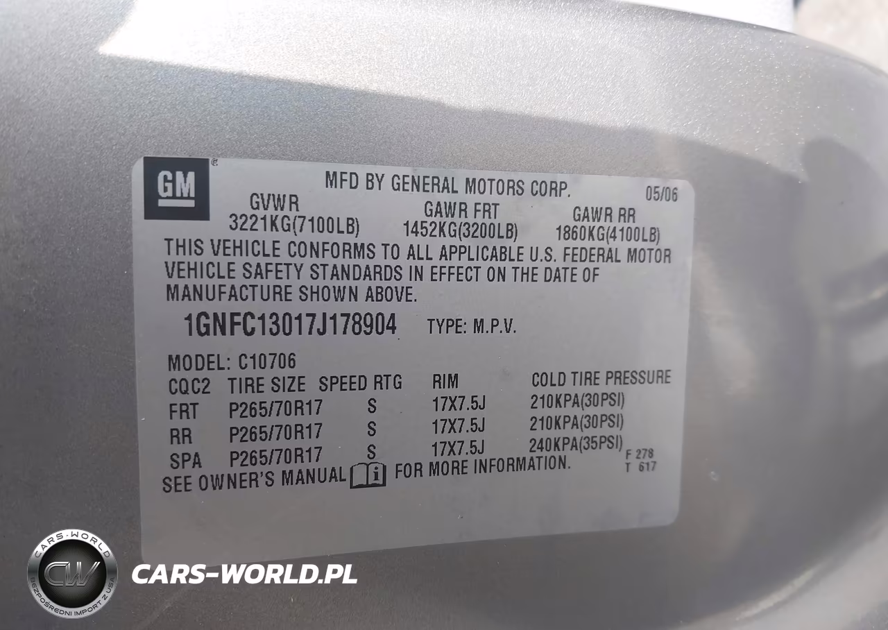 2007 Chevrolet Tahoe Lt VIN:1GNFC13017J178904 - 9