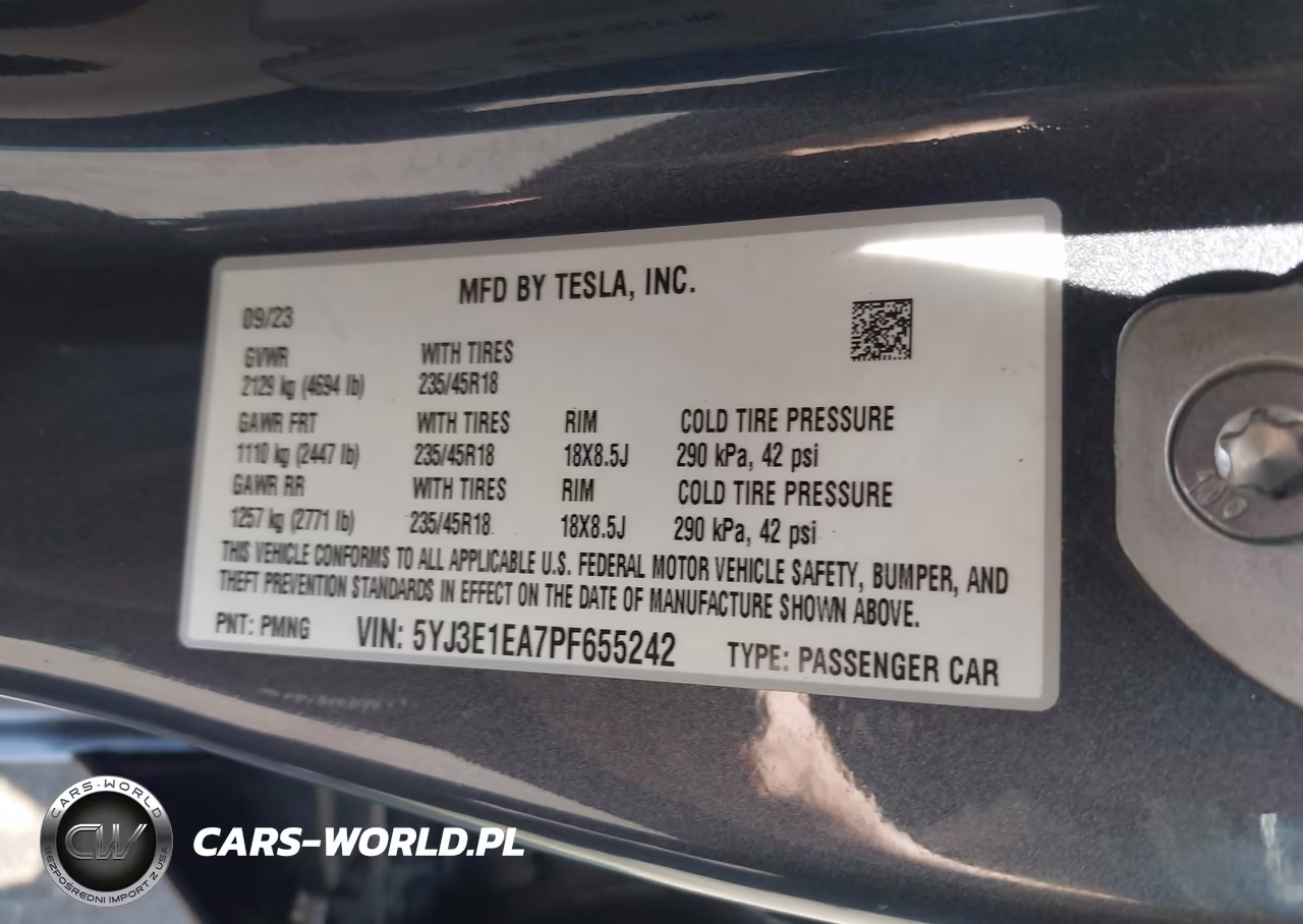 2023 Tesla Model 3 Rear-Wheel Drive VIN:5YJ3E1EA7PF655242 - 9