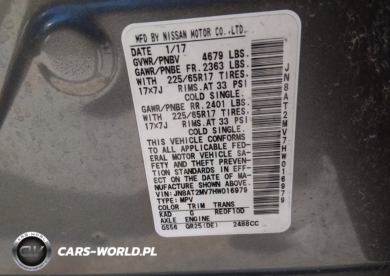 2017 Nissan Rogue Sv VIN:JN8AT2MV7HW016979 - 9