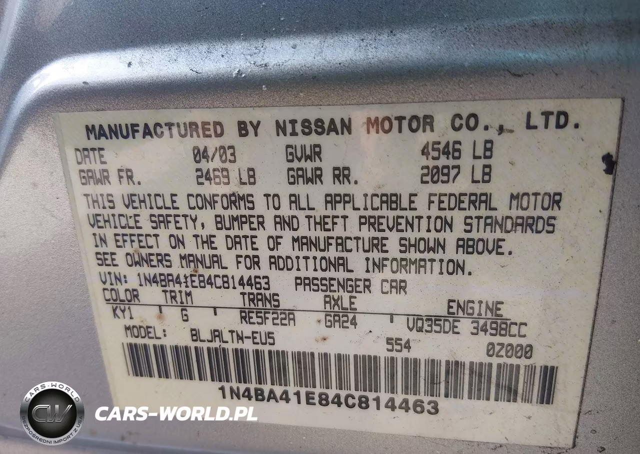 2004 Nissan Maxima 3.5 Se VIN:1N4BA41E84C814463 - 9