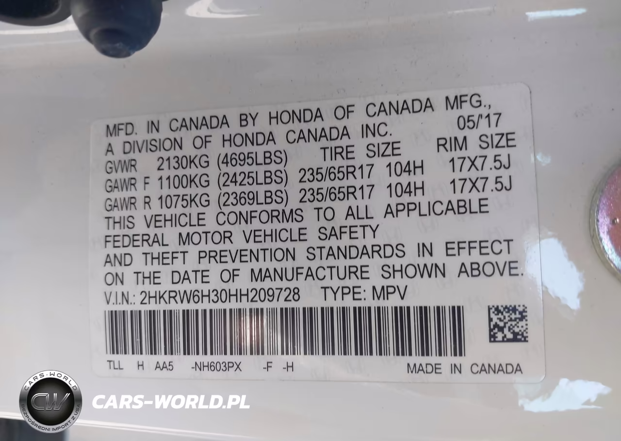 2017 Honda Cr-V Lx VIN:2HKRW6H30HH209728 - 9