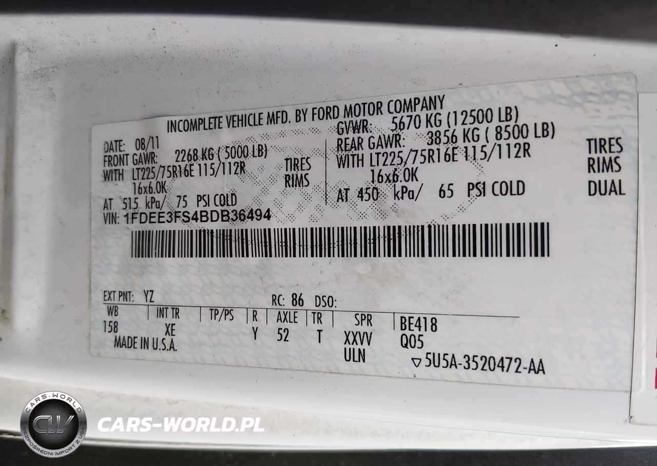 2011 Ford E-350 Cutaway VIN:1FDEE3FS4BDB36494 - 8