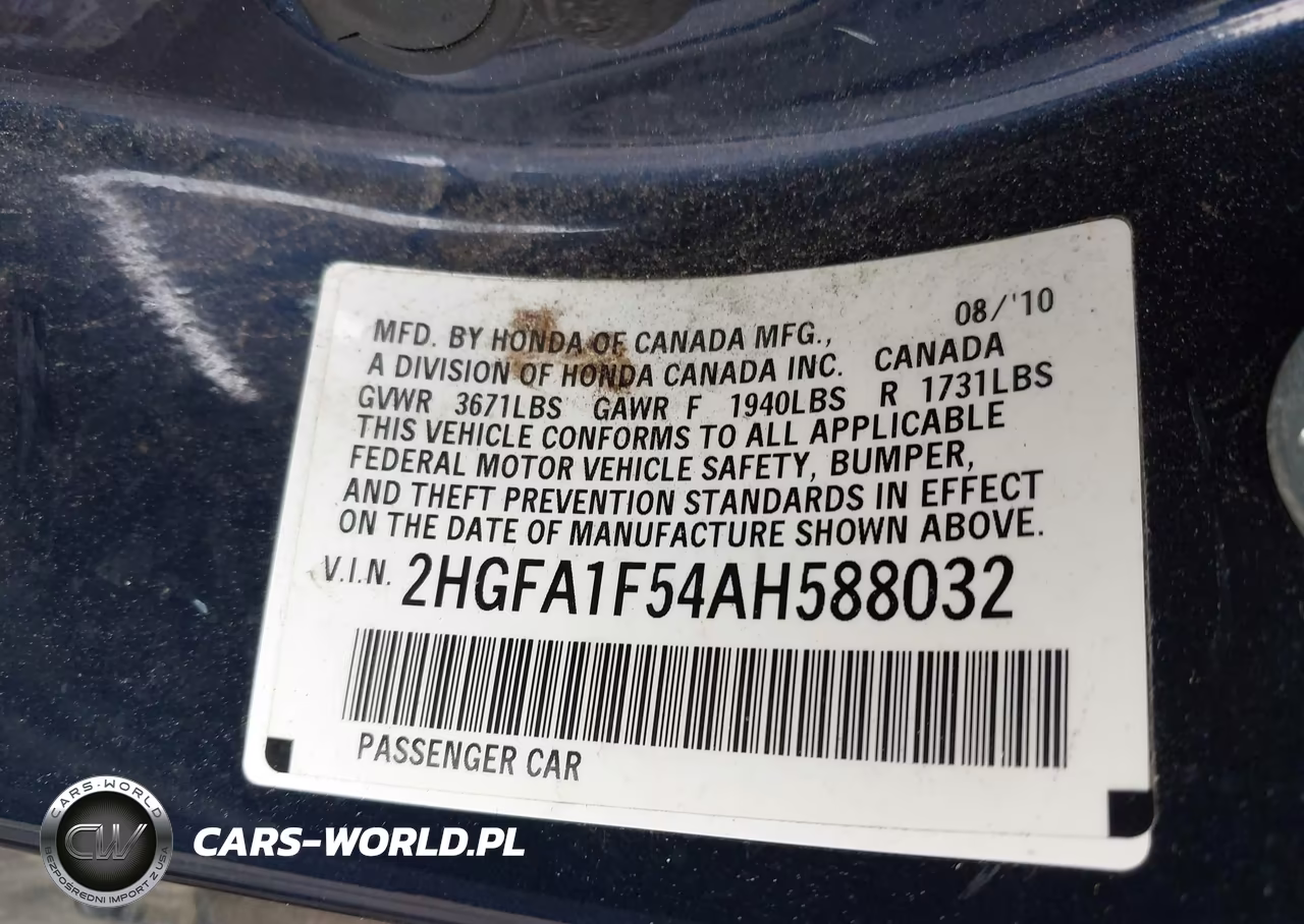 2010 Honda Civic Lx VIN:2HGFA1F54AH588032 - 9