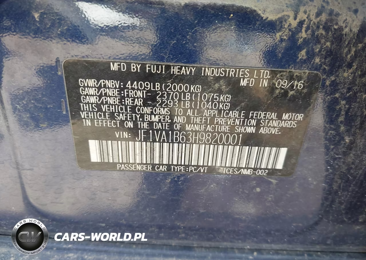2017 Subaru Wrx VIN:JF1VA1B63H9820001 - 9