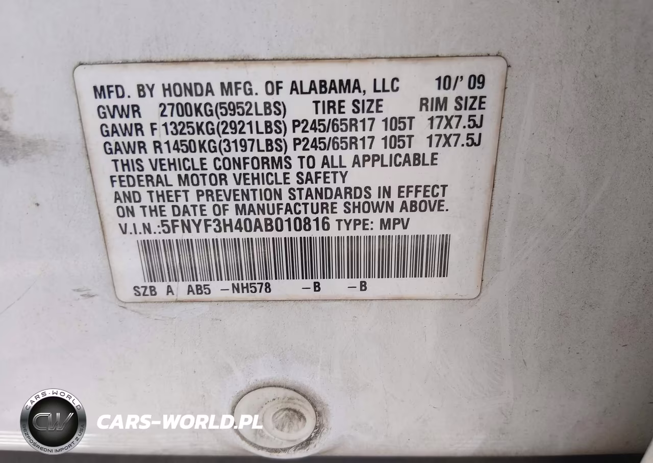 2010 Honda Pilot Ex VIN:5FNYF3H40AB010816 - 9