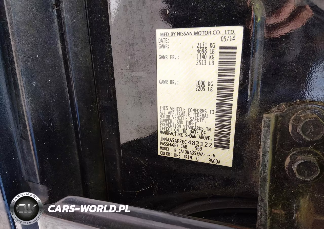 2014 Nissan Maxima 3.5 S VIN:1N4AA5AP2EC482122 - 9