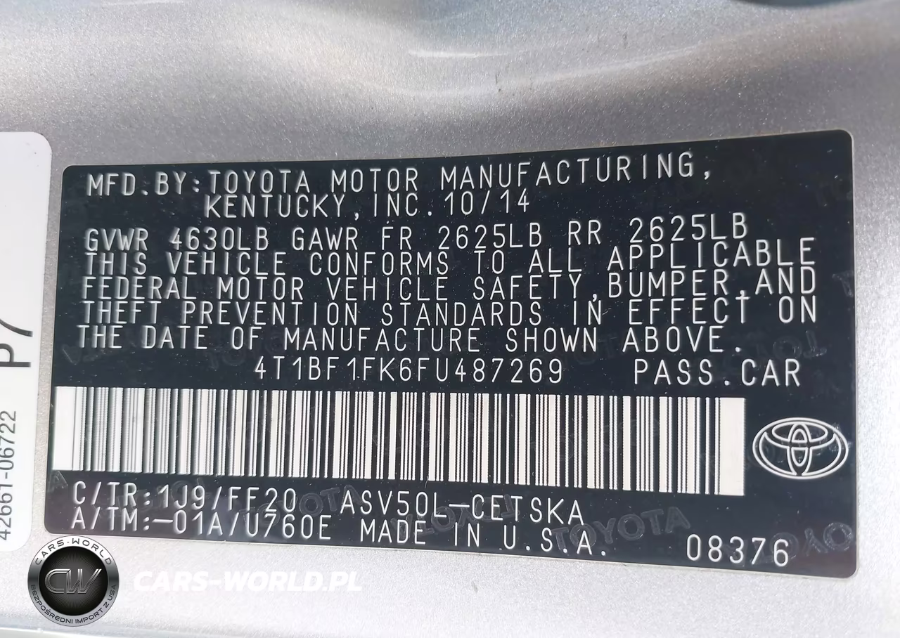 2015 Toyota Camry Se VIN:4T1BF1FK6FU487269 - 9