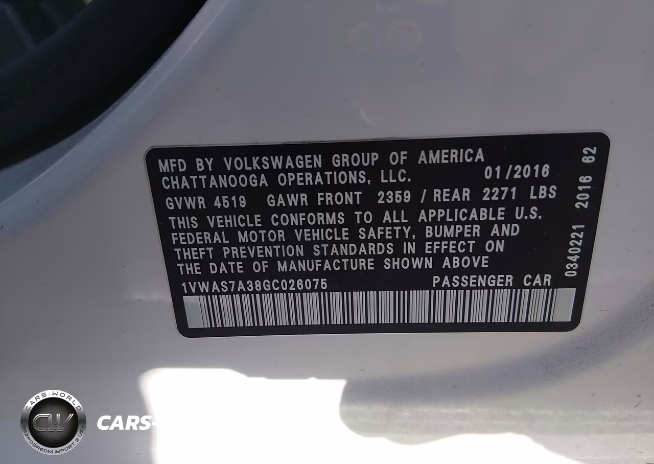 2016 Volkswagen Passat 1.8T S VIN:1VWAS7A38GC026075 - 9