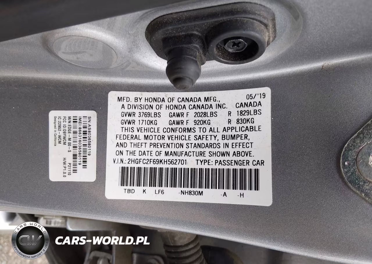 2019 Honda Civic Lx VIN:2HGFC2F69KH562701 - 9