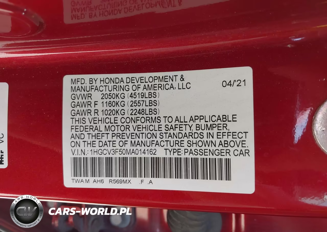 2021 Honda Accord Hybrid Ex-L VIN:1HGCV3F50MA014162 - 9