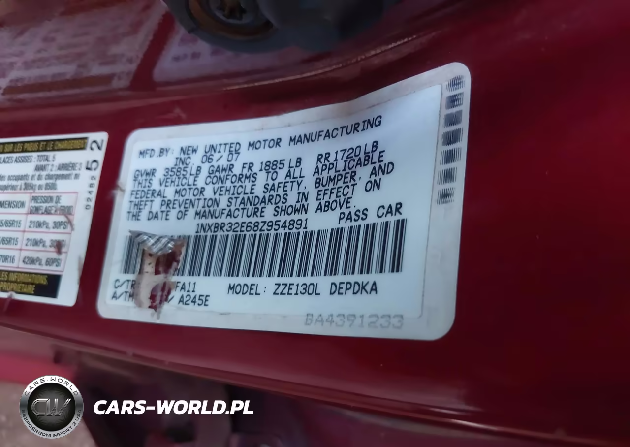 2008 Toyota Corolla Ce VIN:1NXBR32E68Z954891 - 9