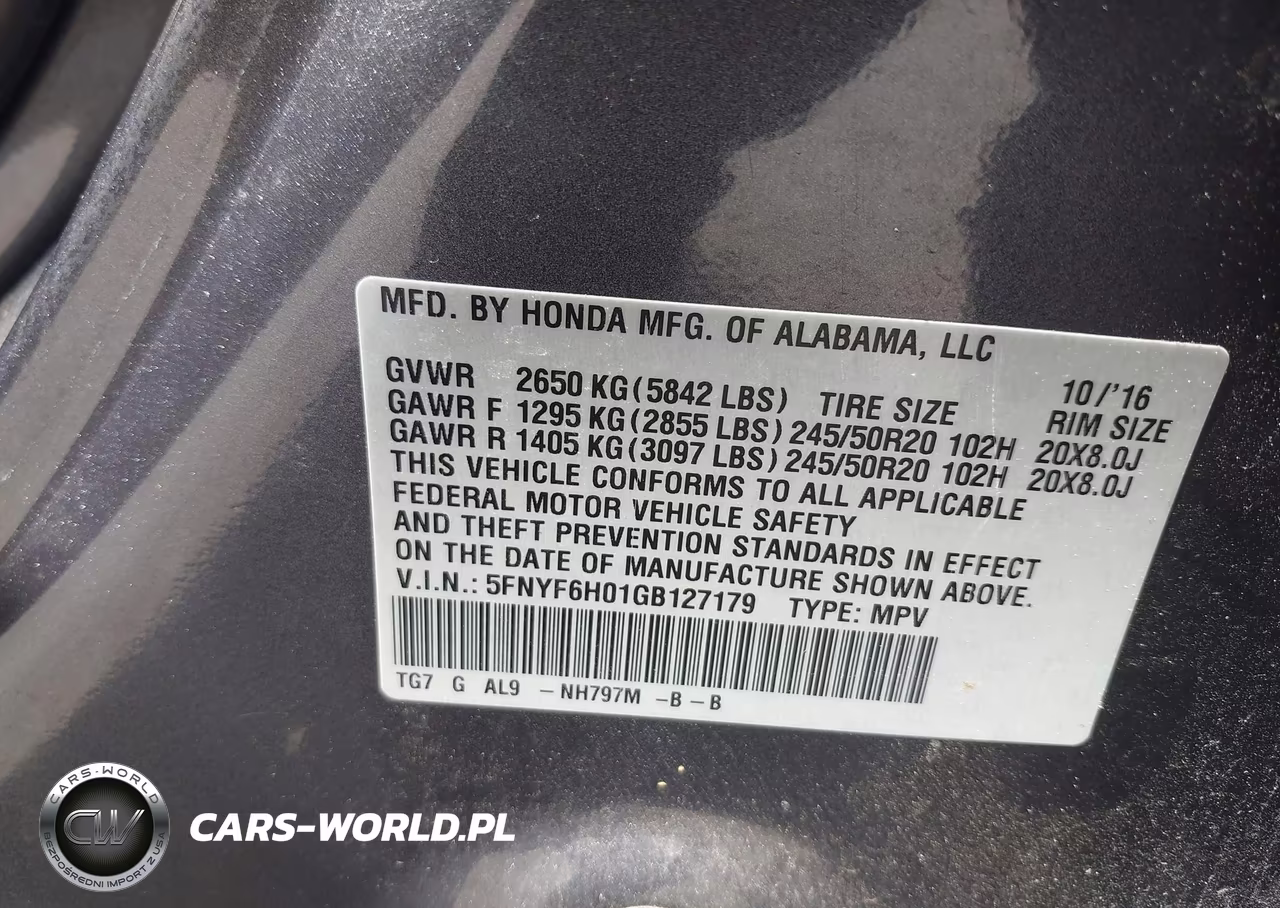 2016 Honda Pilot Elite VIN:5FNYF6H01GB127179 - 9