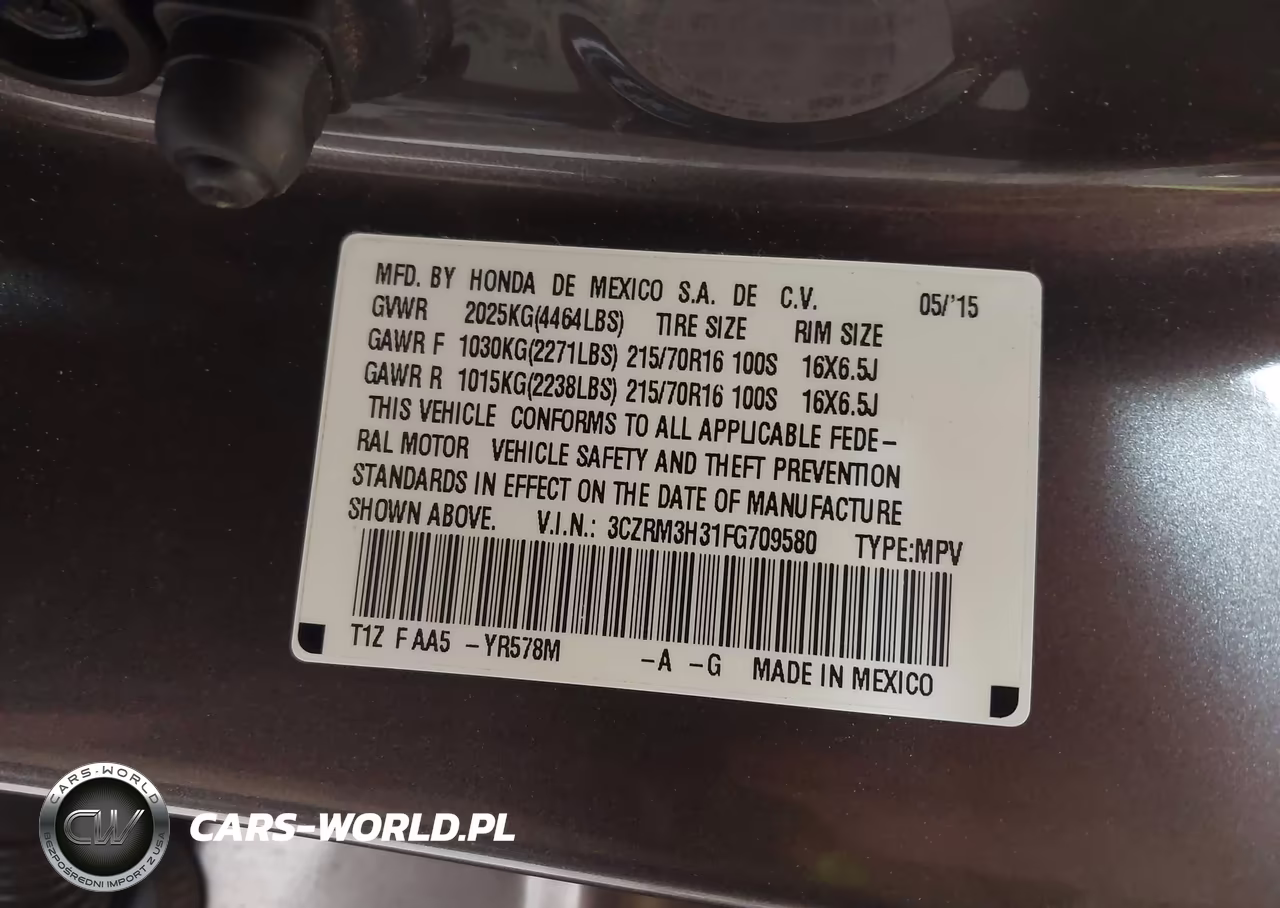 2015 Honda Cr-V Lx VIN:3CZRM3H31FG709580 - 9