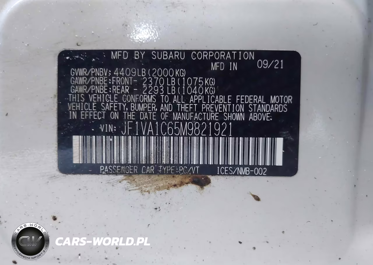 2021 Subaru Wrx Premium VIN:JF1VA1C65M9821921 - 9