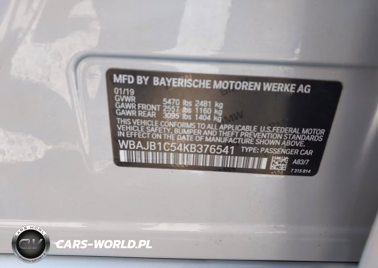 2019 BMW 530E xDrive Iperformance VIN:WBAJB1C54KB376541 - 9