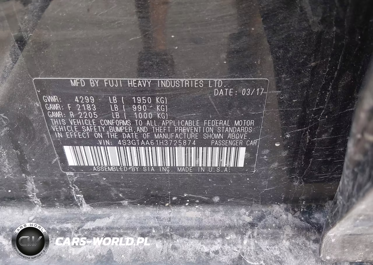 2017 Subaru Impreza 2.0I VIN:4S3GTAA61H3725874 - 9