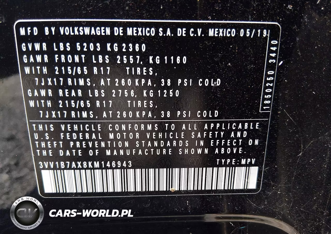 2019 Volkswagen Tiguan 2.0T S VIN:3VV1B7AX8KM146943 - 9