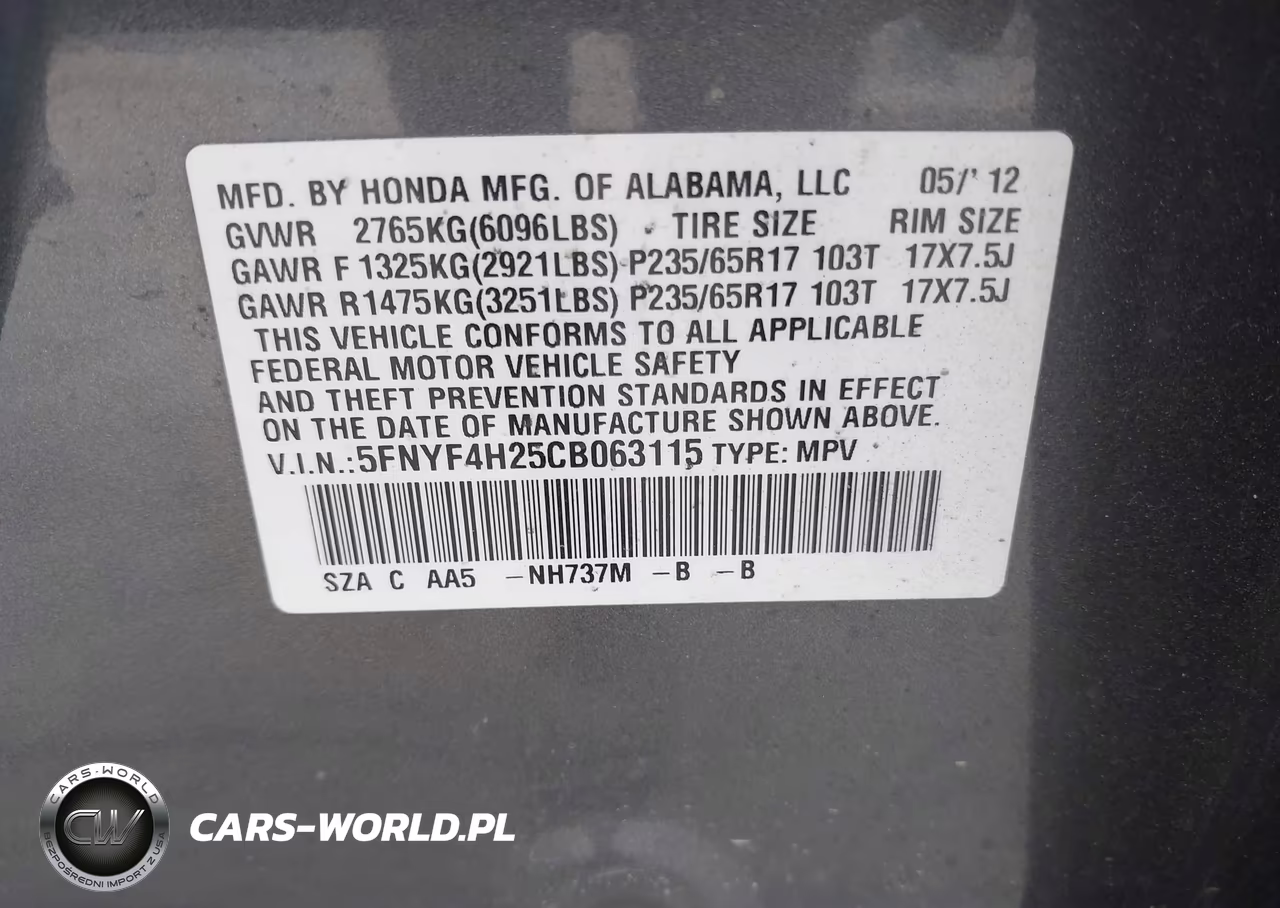 2012 Honda Pilot Lx VIN:5FNYF4H25CB063115 - 9