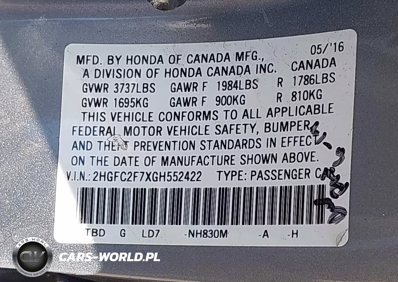 2016 Honda Civic Ex VIN:2HGFC2F7XGH552422 - 9