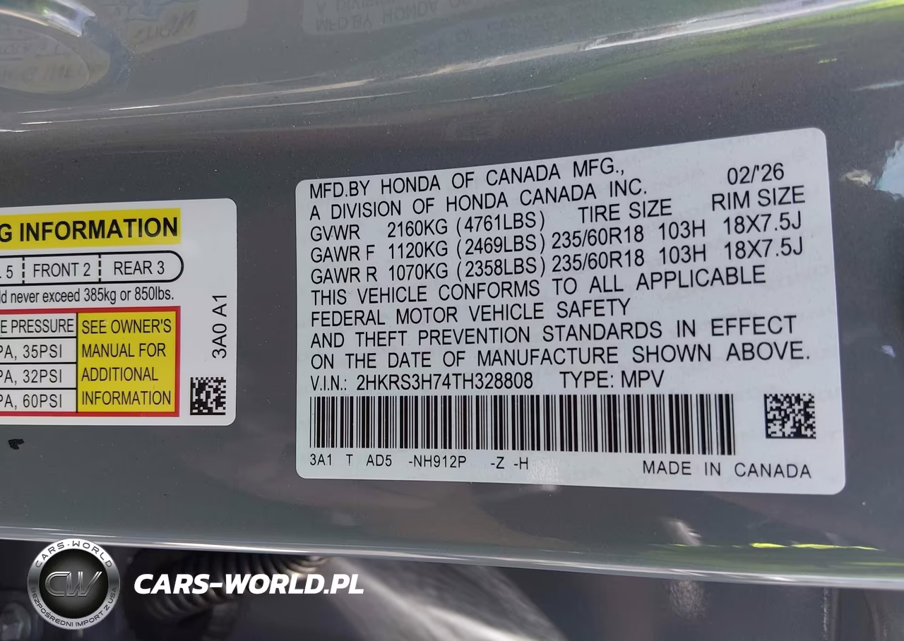 2026 Honda Cr-V Ex-L 2Wd VIN:2HKRS3H74TH328808 - 9