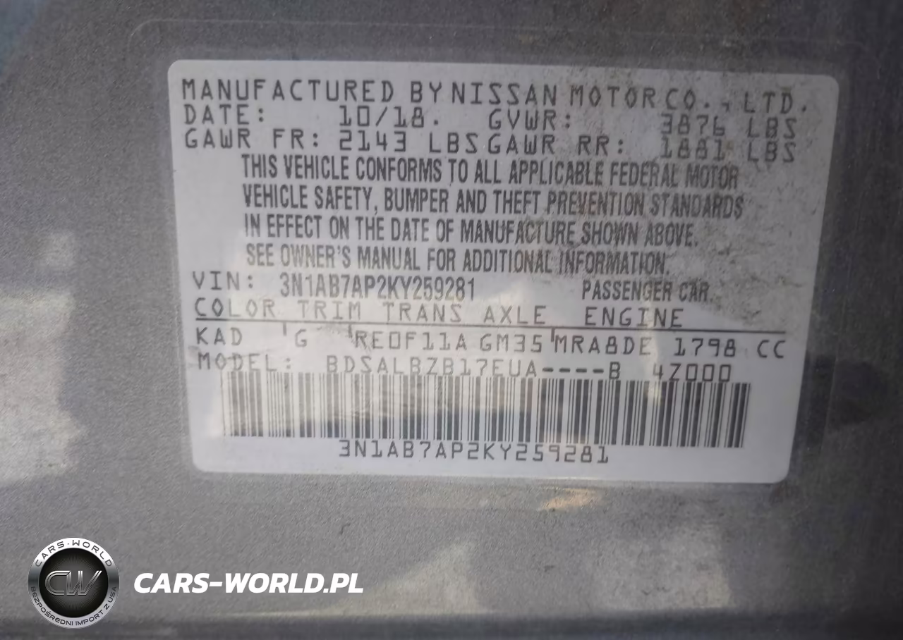 2019 Nissan Sentra S VIN:3N1AB7AP2KY259281 - 9