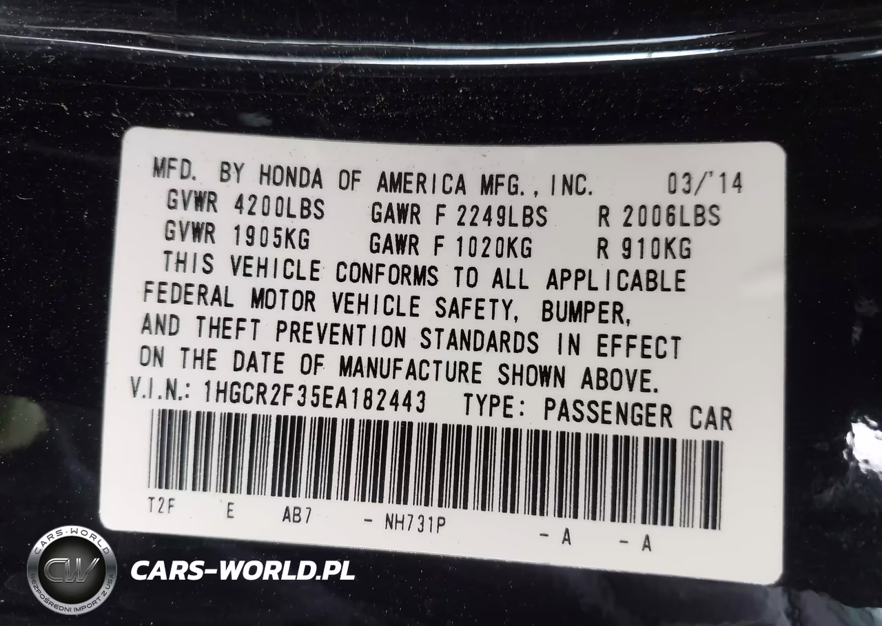 2014 Honda Accord Lx VIN:1HGCR2F35EA182443 - 9