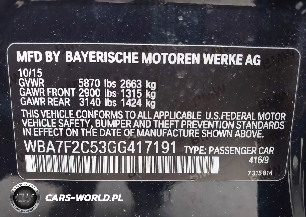 2016 BMW 750I xDrive VIN:WBA7F2C53GG417191 - 9