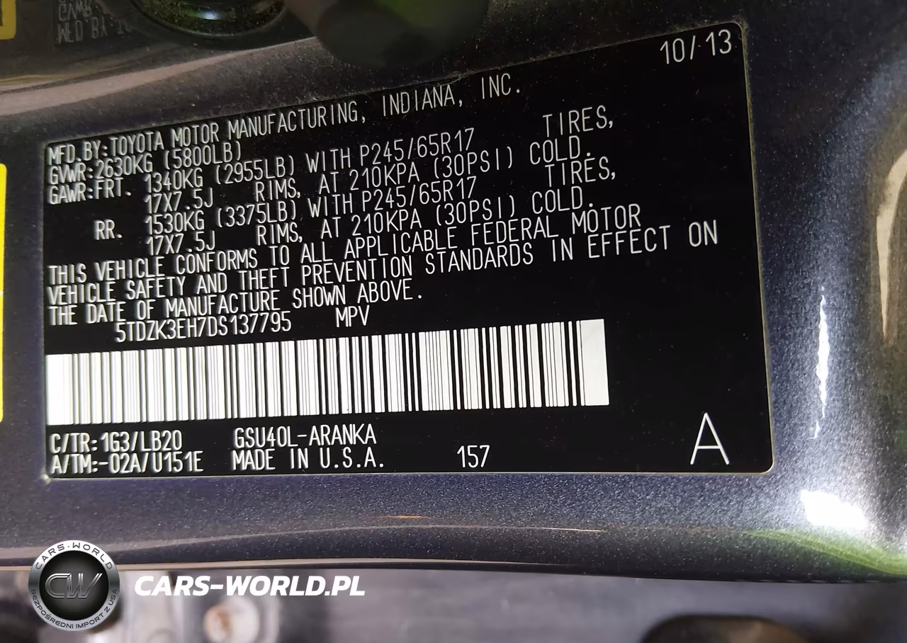 2013 Toyota Highlander Se V6 VIN:5TDZK3EH7DS137795 - 9