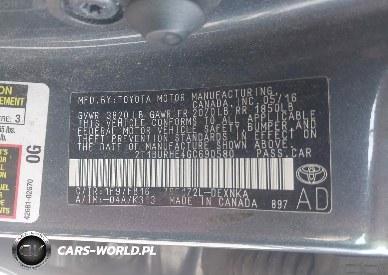 2016 Toyota Corolla Le VIN:2T1BURHE4GC690580 - 9