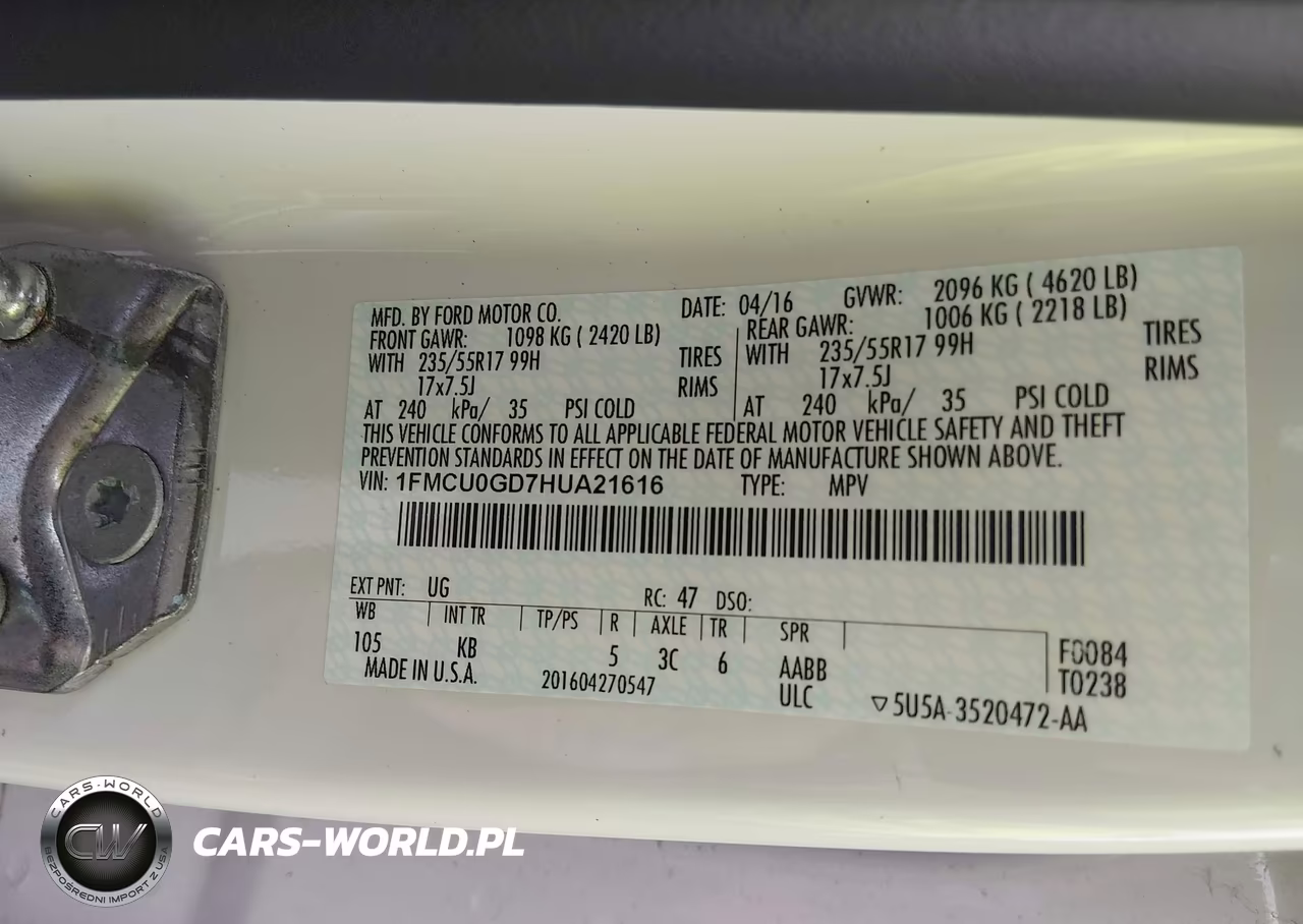 2017 Ford Escape Se VIN:1FMCU0GD7HUA21616 - 9