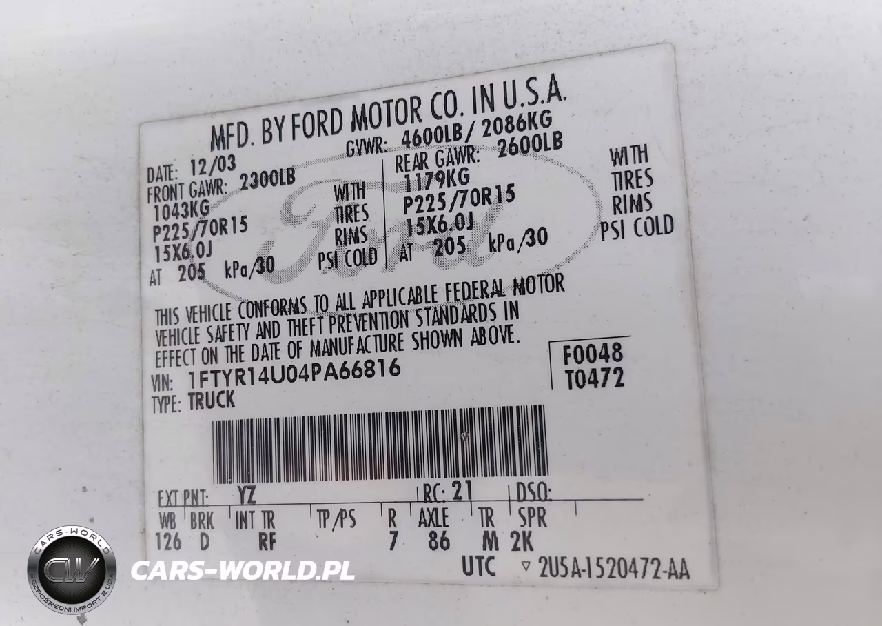 2004 Ford Ranger Edge-Tremor-Xl-Xlt VIN:1FTYR14U04PA66816 - 9