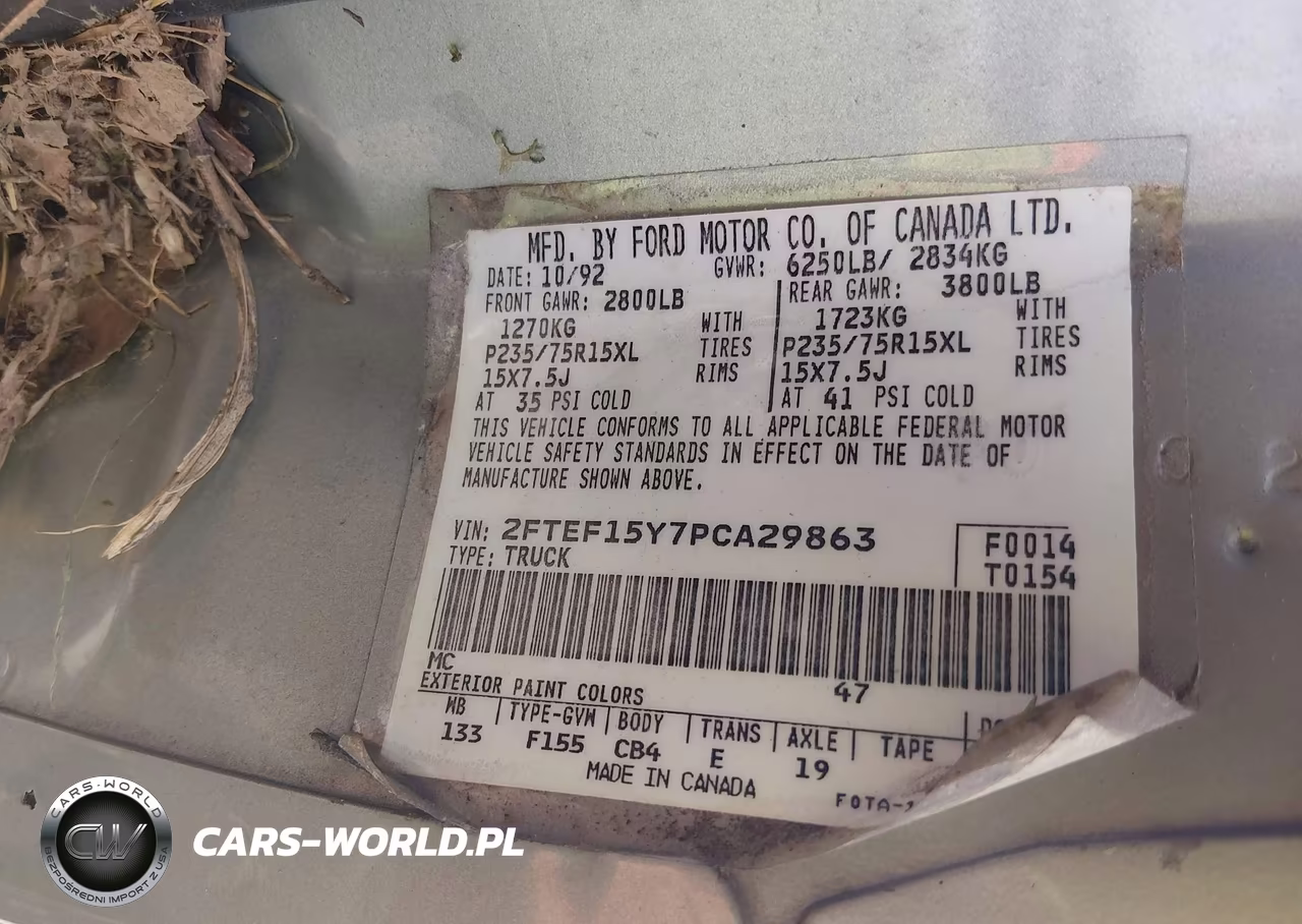 1993 Ford F150 VIN:2FTEF15Y7PCA29863 - 9