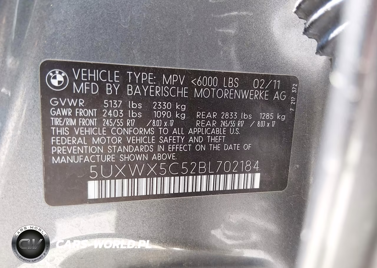 2011 BMW X3 xDrive28I VIN:5UXWX5C52BL702184 - 9