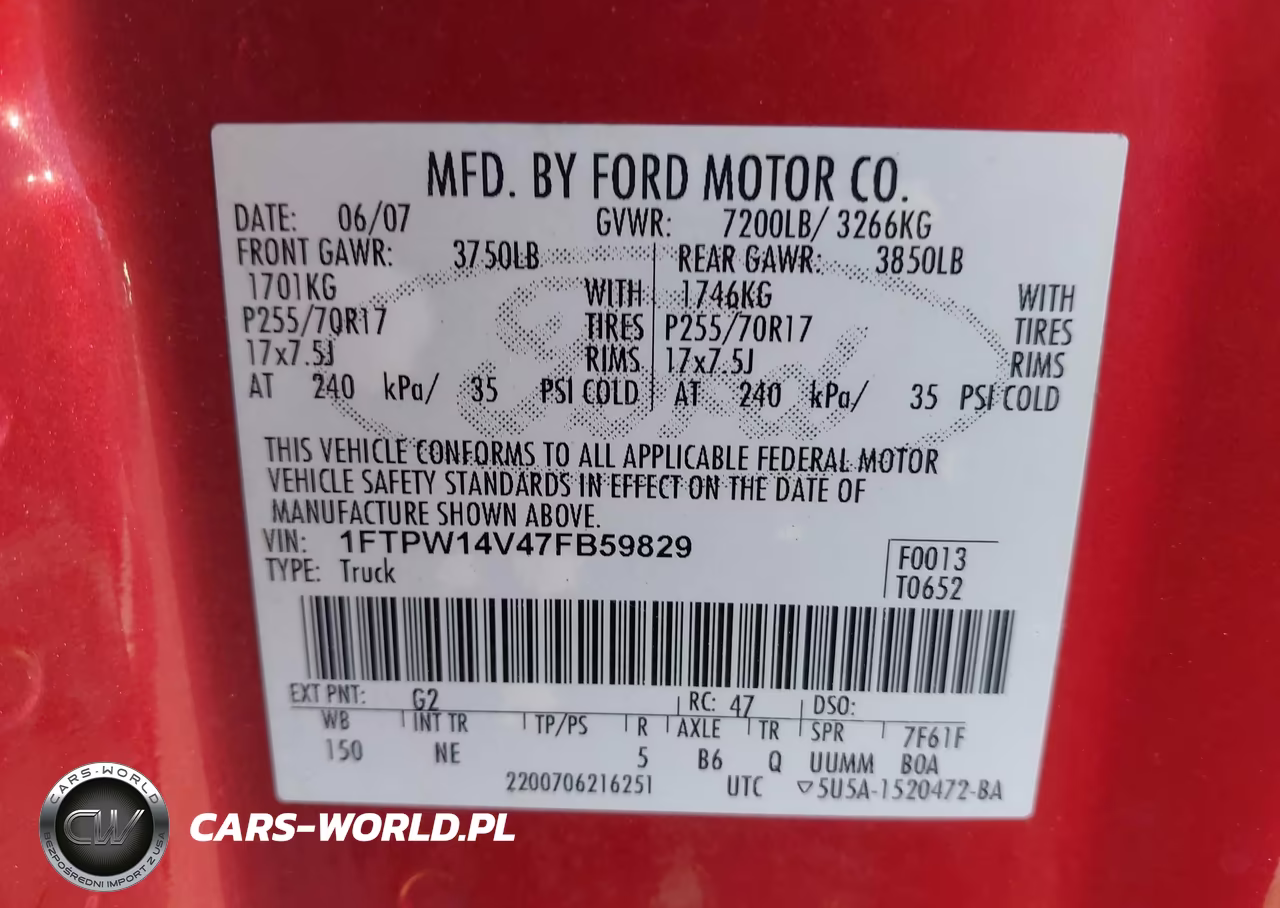 2007 Ford F-150 Fx4-Lariat-Xlt VIN:1FTPW14V47FB59829 - 9