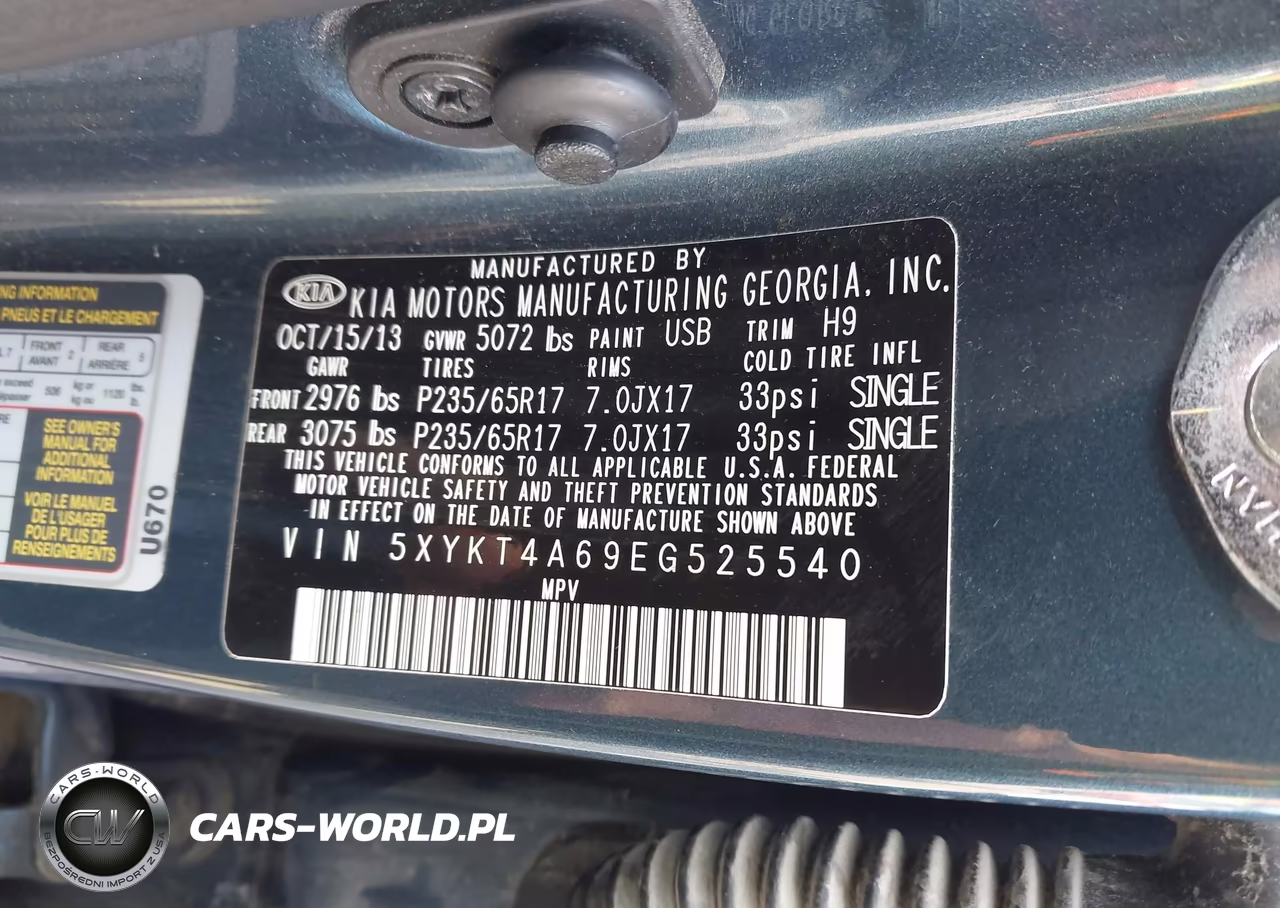 2014 Kia Sorento Lx VIN:5XYKT4A69EG525540 - 9