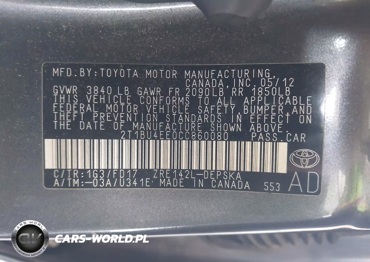 2012 Toyota Corolla S VIN:2T1BU4EE0CC860080 - 9