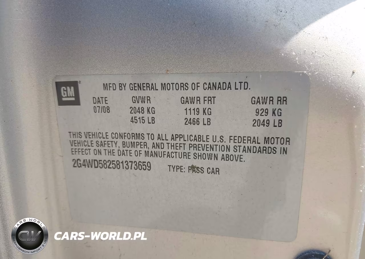 2008 Buick Lacrosse Cxl VIN:2G4WD582581373659 - 9
