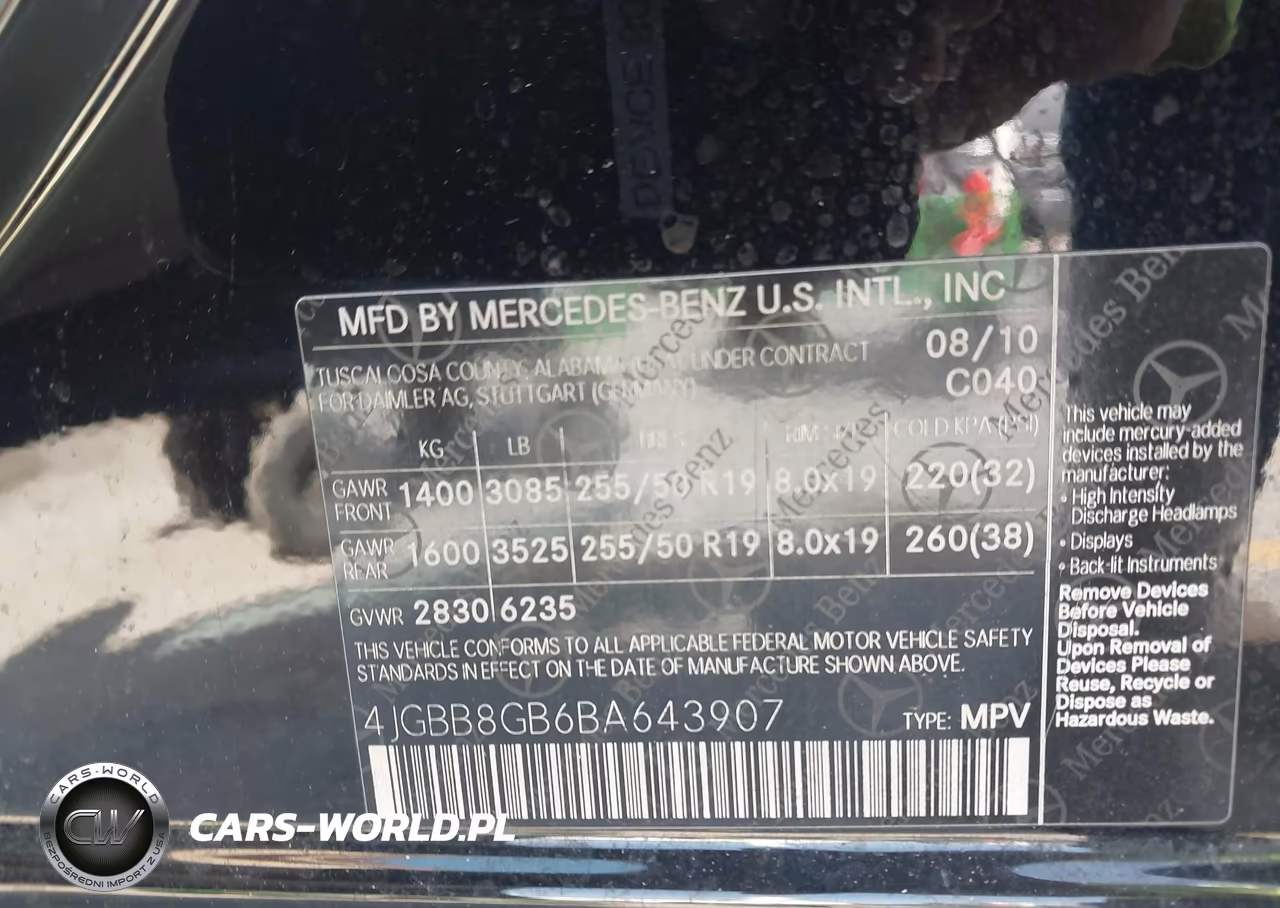2011 Mercedes-Benz Ml 350 4Matic VIN:4JGBB8GB6BA643907 - 9